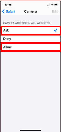 Make Sure either "Ask" or "Allow" is checked.